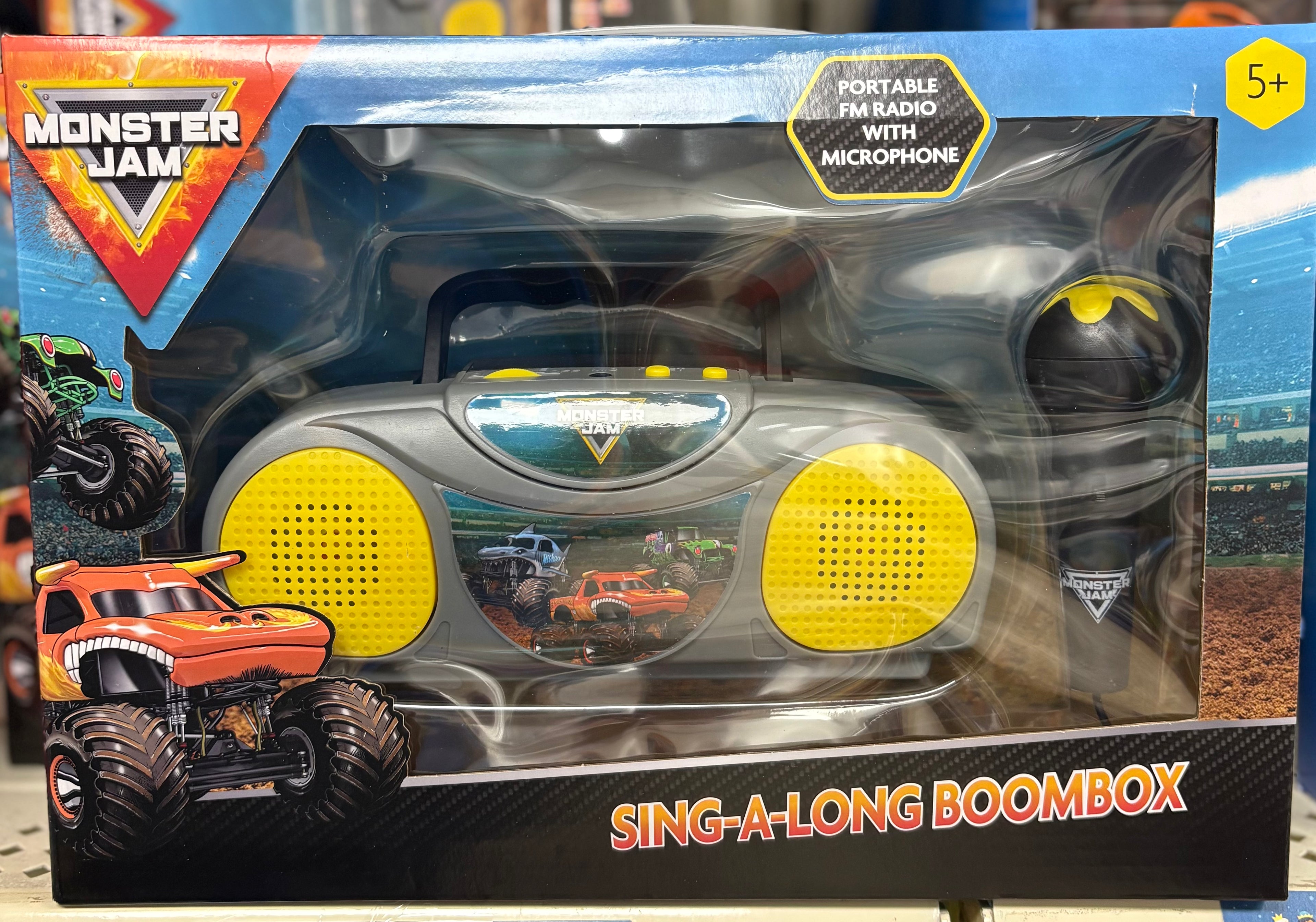Monster Jam Portable FM Radio with Microphone Sing-A-Long Boombox