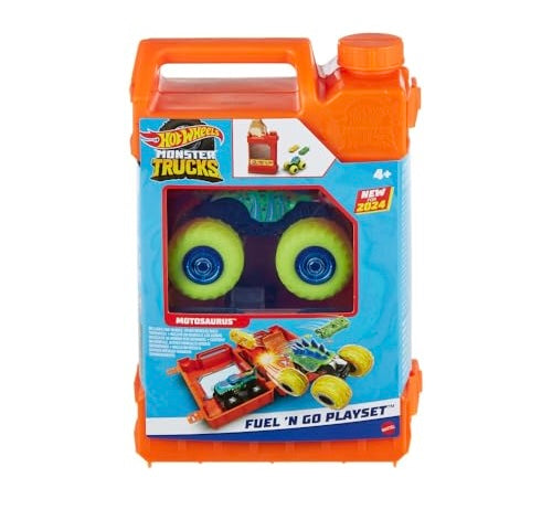 Hot Wheels Monster Trucks Fuel 'N Go Playset featuring the Motosaurus truck