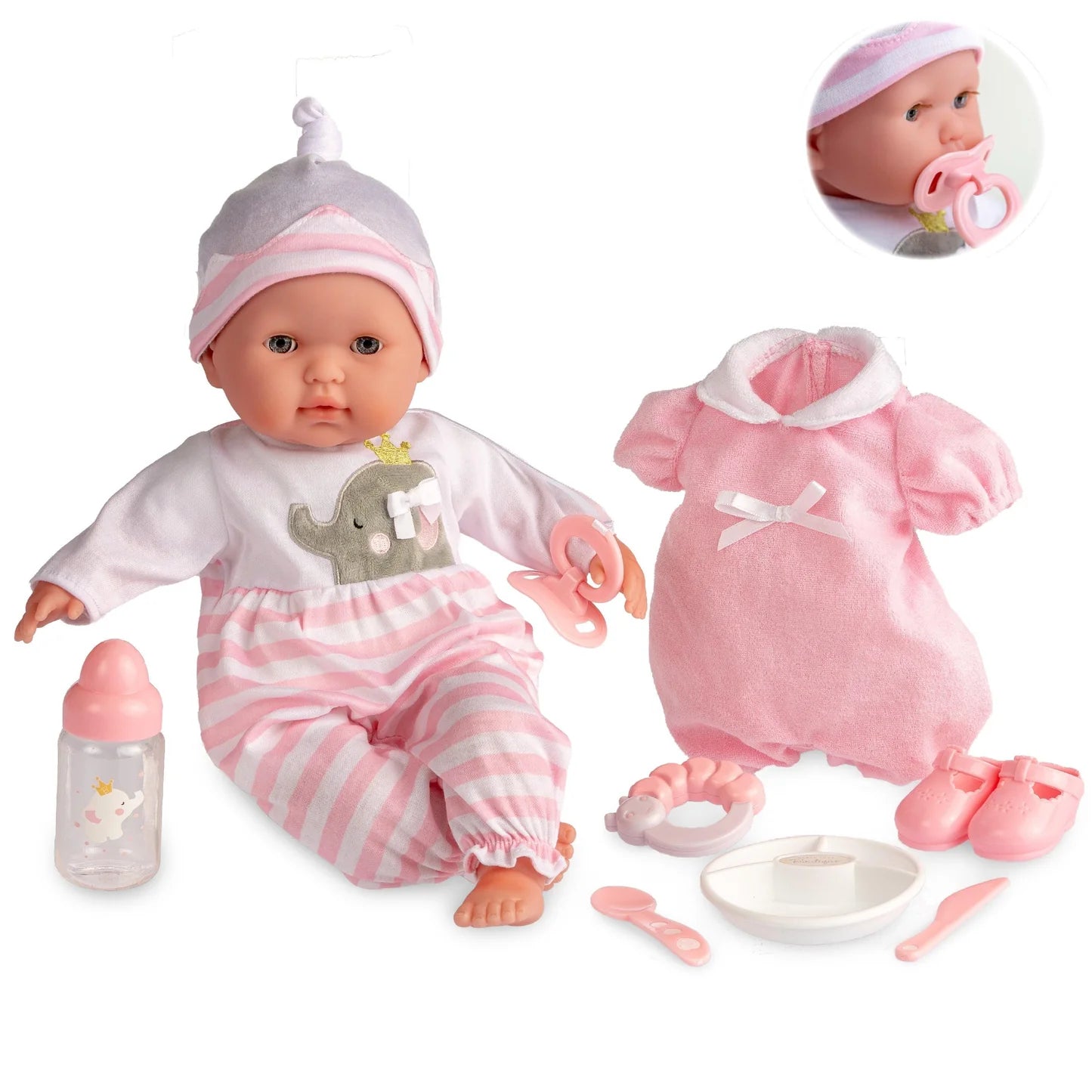 JC Toys Berenguer Boutique 15" Soft Body Baby Doll gift set
