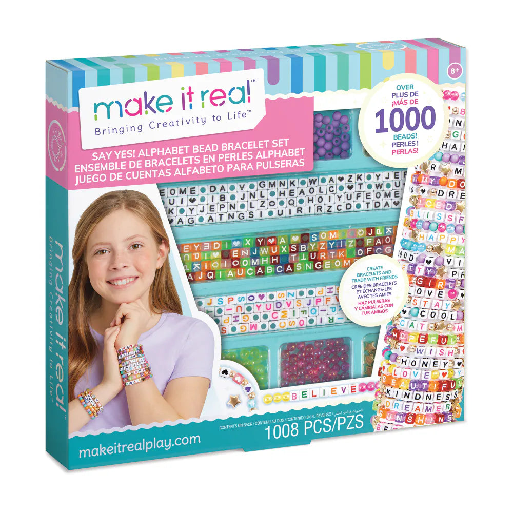 Make It Real Say Yes! Alphabet Bead Bracelet Set, a DIY jewelry kit