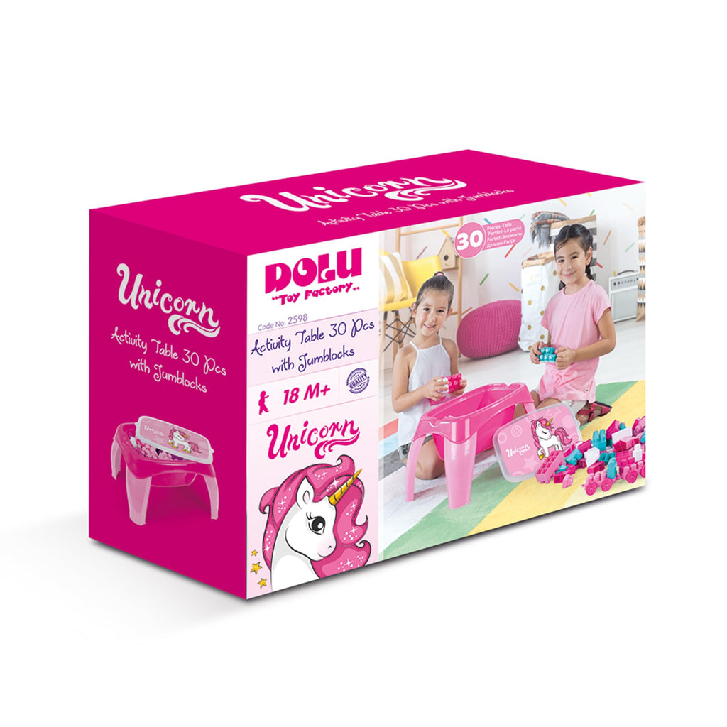 Dolu Unicorn Activity Table with 30 Jumbo Blocks