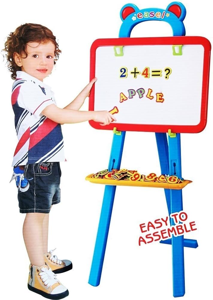 Kidzone 3-in-1 Educational Magnetic White Chalk Board Learning Easel set