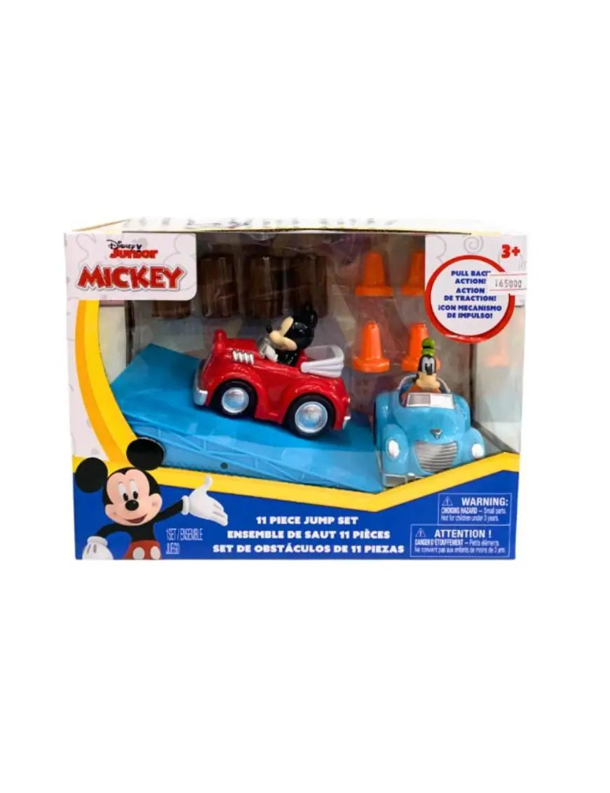 Disney Mickey Mouse Pull Back Car 6 Piece Jump Stunt Set